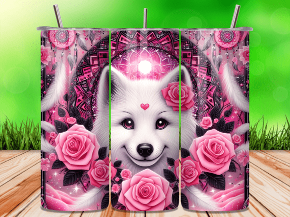 Download Pink Wolf Dreamcatcher Mandala Tumbler - Premium Resources