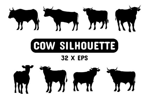 Download 32 Cow Silhouettes EPS Vector Bundle - Eps vector Collection