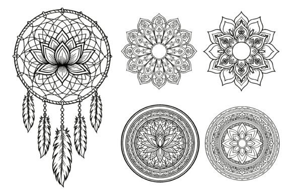 Download Lotus Dreamcatcher Mandala Coloring Page - Premium Bundle